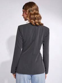 COSMINA Button Front Flap Detail Coat In Fall/Winter - Dark Grey - View 7