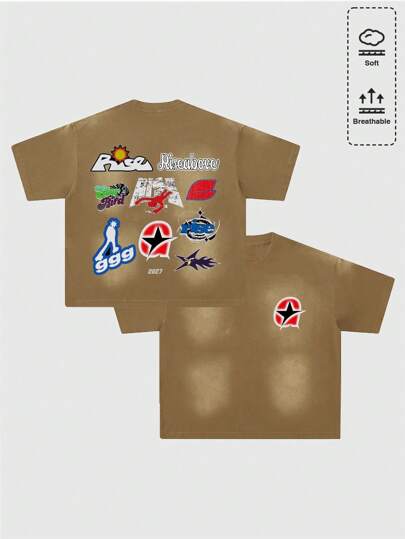 Street Life Men's Washed Zebra Print Oversized Short T-Shirt