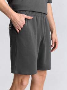 Ontre 2025 Spring & Summer Solid Color Elastic Waist Pocket Simple Shorts, Casual, Comfortable, Versatile, Breezy