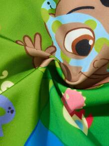 CoComelon X SHEIN 2pcs Baby Boy Green & Blue Cartoon Dinosaur Figure Graphic Short Sleeve One-Piece Swimwear With Hat - Apricot - View 6