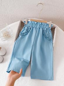 女宝宝休闲可爱夏季外套裤子，韩版 - 藍色 - 查看 3
