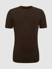 SHEIN Manfinity Dauomo Camiseta de manga corta de cuello redondo de unicolor casual para hombre