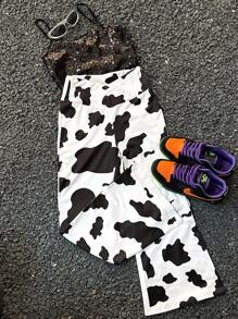 Coolane Kids Tween Girls Spring/Summer Cow Print High Waist Flare Pants