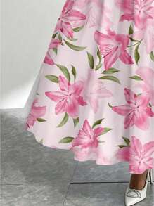 Firerie 休闲简约复古花卉图案宽松大码连衣裙，适合秋冬季