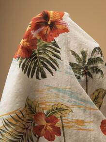 EASEVO Plus Size Men's Floral Print Woven Vacation Casual Shirt And Shorts Set