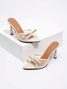 CUCCOO CHICEST 女士尖头蝴蝶装饰优雅甜美浪漫网眼拼色高跟凉鞋，适合礼服、婚礼、派对、下午茶约会，夏季时尚