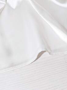 Franclia 女士缎面 A 字褶皱松紧腰裙，夏季裙子 - 白色 - 查看 3