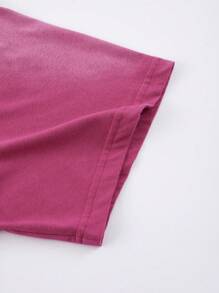 ROMWE MEN Street Life Men's Loose Short Style Washed Zebra Print T-Shirt - Hot Pink - View 4