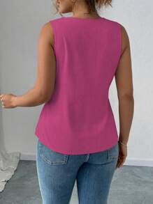 Elenzga Damen Kleid mit quadratischem Ausschnitt, ärmellos mit Schlitz-Saum, eleganter, legerer und modischer Grundartikel