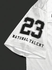 PAVTROS Manfinity Streetrush Men's Sporty Numeric Print Casual T-Shirt - White - View 6