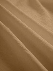 SHEIN LUNE Plissierte lange Knopfleisten-Bluse mit Schulterausschnitt für Damen