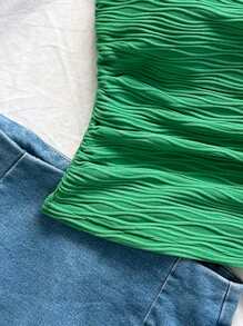 Soleia Damen grünes strukturiertes Strick Tanktop mit Rückenteil, geeignet für den Urlaub