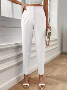 SHEIN LUNE Plus Size Jednokolorowe plisowane spodnie casualowe, codzienne stroje imprezowe, sukienki urodzinowe dla kobiet, noworoczne zimowe ubrania dla kobiet, noworoczny strój damski