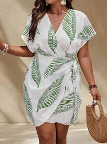 SHEIN LUNE Random Print Plus Size Dress, Fashionable For Summer - Multicolor - View 4