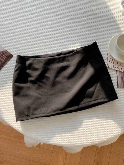Comfortcana Ladies' Summer Casual Solid Color Low Waist Mini Skirt