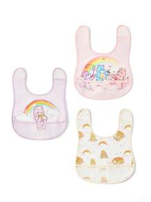 SHEIN X Care Bears 3件套0-3岁婴儿防水围兜，TPU材质，防护，防污，柔软轻便，可折叠便携，适合喂奶 - 彩色 - 查看 6