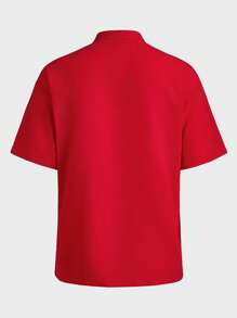 Manfinity Homme Men's Holiday Casual Embroidered Stand Collar Short Sleeve Shirt