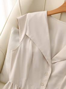 SHEIN Clasi Elegante vestido largo blanco con botones delanteros para ir a la oficina - Albaricoque - Ver 3