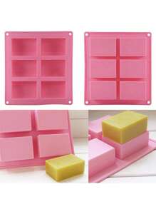 Molde de silicona antiadherente de alta calidad - Moldes rectangulares reutilizables para hacer barras de jabón de bricolaje, suministros de baño y belleza caseros, herramientas de fabricación de jabón hechas a mano de fácil desmoldeo - Rosa