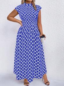 SHEIN Clasi 加大圆点印花立领连衣裙 女式超长款服装