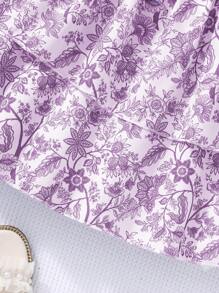 Tween Girl 优雅碎花喇叭裙，松紧腰身，度假风格