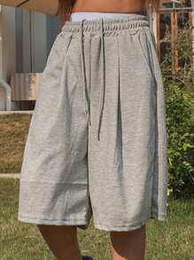 DAZY Women's Grey Loose Fit Casual Bermuda Shorts Y2k Streetwear - Grey - View 1