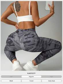 Easithlete Quần legging in họa tiết rằn ri cho nữ, túi hộp, thường ngày để tập thể dục hàng ngày - Nhiều màu - Xem 3