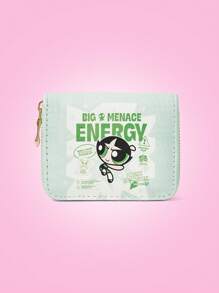 THE POWERPUFF GIRLS X SHEIN 1pc Fashionable Skull & Buttercup Pattern Compact Wallet - Multicolor - View 1