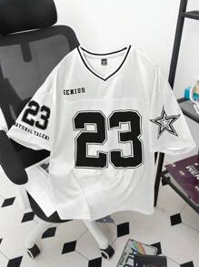 PAVTROS Manfinity Streetrush Men's Sporty Numeric Print Casual T-Shirt - White - View 3