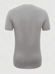 SHEIN Manfinity Dauomo Casual Versatile Solid Color Short Sleeve T-Shirt For Men - Grey - View 2
