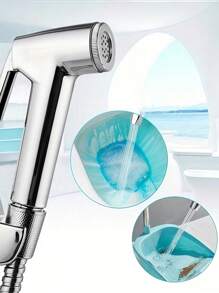 1PC Toilet Tap Bidet Spray Head, Bathroom Cleaning Shower, Handheld Diaper Spray, Pet Bathing Sprayer, With Hose & Holder Home Bathroom Decor Summer Bathroom Accessories - Silver - View 7