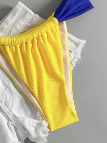 Swim Basics Minimalist Strap Swim Top & Triangle Swim Bottoms, Stylish Swimsuit Set For Summer - Multicolor - View 3