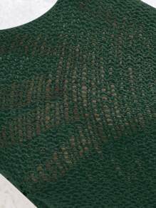 EMERY ROSE Suéter casual y sencillo de cuello de barco de unicolor con mangas 3/4, jersey de punto para uso diario en otoño e invierno - Verde Oscuro - Ver 6