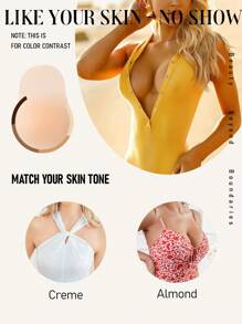 2 Pairs Beetle-Shaped Adhesive Nipple Pasties, Skin Color & Coffee Color - Multicolor - View 3