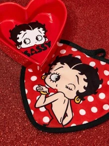 Betty Boop x SHEIN 马尔代夫和Trilu联名款印花耐热厨房烘焙配件，可选手套或隔热垫，适用于烤箱，加厚隔热垫，礼品之选，派对、节日、情人节适用