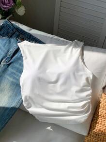 SHEIN EZwear 春/夏季純色簡約加棉紮紮背心