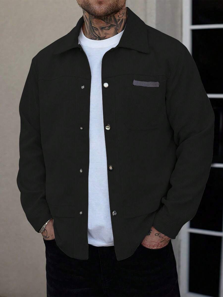 Manfinity Homme 男士长袖休闲纽扣领夹克，灯芯绒材质，秋冬款