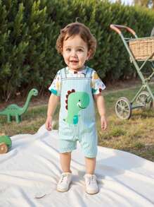 SHEIN Mameluco de dinosaurio lindo y cómodo para bebé niño, adecuado para uso diario y como regalo para ocasiones especiales