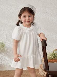 Blossori Baby Girls' French Elegant Loose White Dress, Spring/Summer - White - View 5