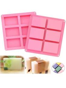 Molde de silicona antiadherente de alta calidad - Moldes rectangulares reutilizables para hacer barras de jabón de bricolaje, suministros de baño y belleza caseros, herramientas de fabricación de jabón hechas a mano de fácil desmoldeo - Rosa