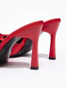 CUCCOO CHICEST New Fashionable Versatile Rhinestone Bow Strap Stiletto Heel Sandals - Red - View 6