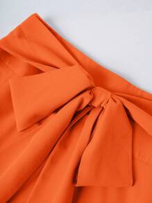 Franclia 女士休闲纯色长裙，适合工作和日常穿着 - 橘色 - 查看 5