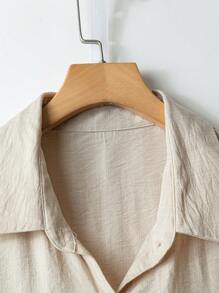 Flirla 2 件纯色休闲宽松舒适套装 - 杏色 - 查看 3