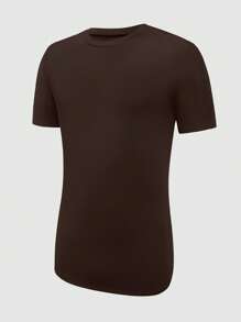 SHEIN Manfinity Dauomo Camiseta de manga corta de cuello redondo de unicolor casual para hombre
