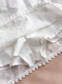 SHEIN Teen Girls Embroidered Lace Halter Neck Backless Short Top And Shorts Set For Vacation - White - View 6