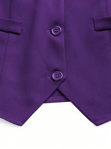 SHEIN Unity 简约纯色休闲办公西装背心 - 紫色 - 查看 6