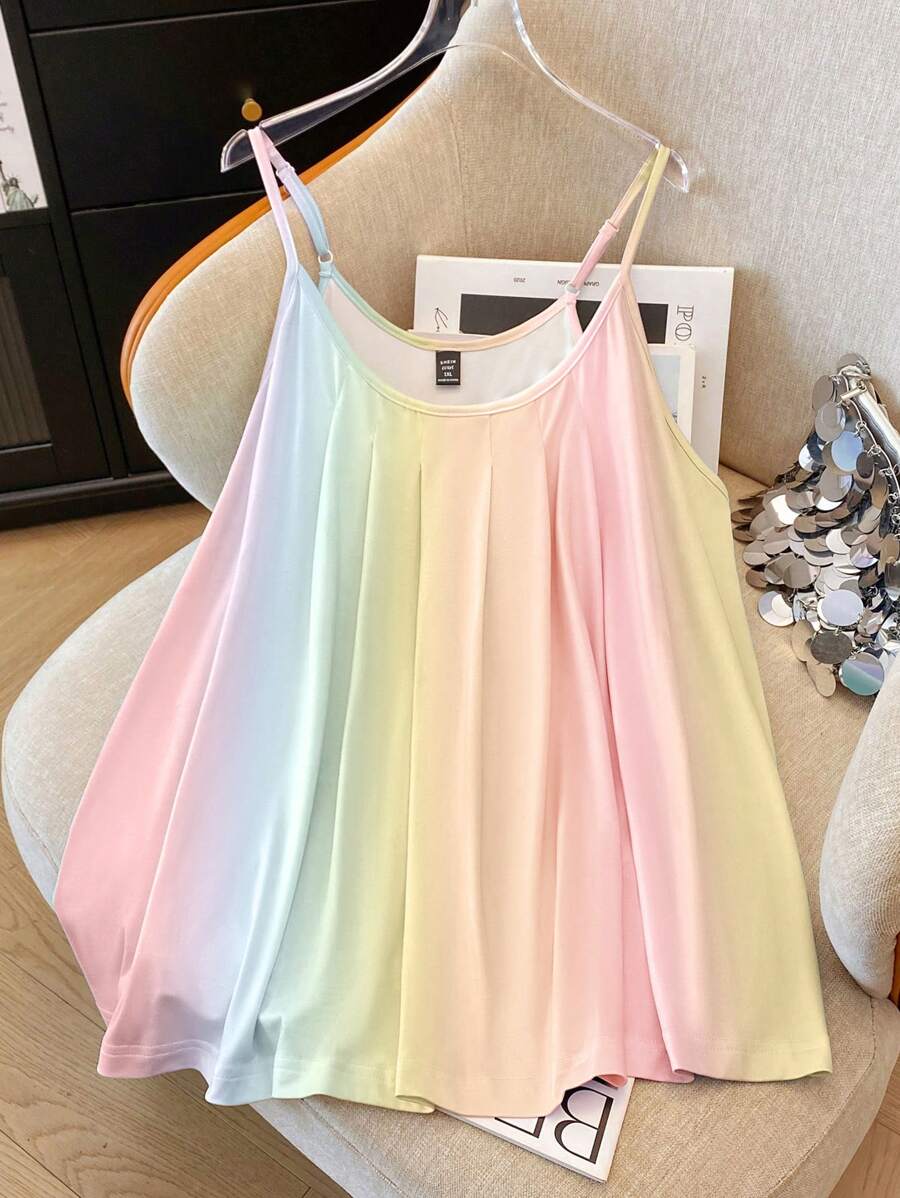 GlowEve CURVE Locker sitzendes Camisole Top Große Größen für Damen in Ombre-Farben, Sommer-T-Shirts mit Grafik, Damen-Oberteile - Verschiedenfarbig - Übersicht 1