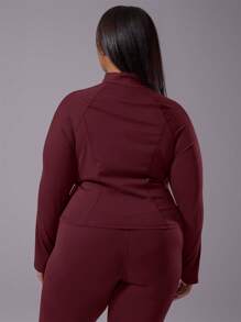 MUSERA Damen Große Größen Reißverschluss Sport Jacke für Gym, Training, Aktivität, Flughafen Fitness - Bordeaux - Übersicht 3
