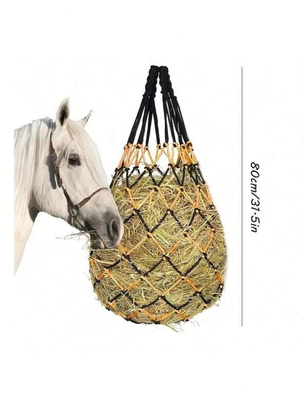 Lot de 2 filets à foin suspendus, en polyester durable (PET), pour écurie, jouet et fournitures pour animaux