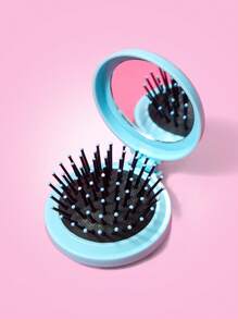 THE POWERPUFF GIRLS X SHEIN 2-In-1 Blossom, Bubbles, Buttercup Print Handheld Hair Brush And Mirror, Portable And Massaging Hair Styling Tool - Multicolor - View 3